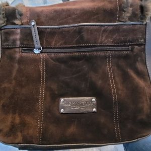 Brown Suede Tignanello Vegan Fur Purse